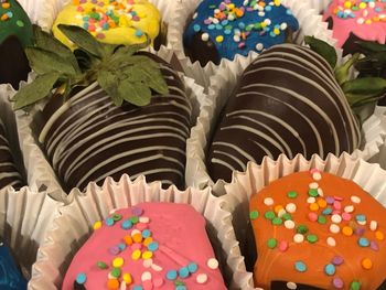 Close-up of multi colored cake