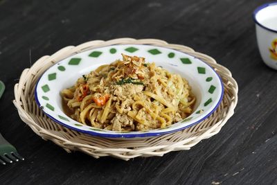 Bakmie jawa nyemek or mie nyemek, javanese noodle soup popular from yogyakarta, indonesia.