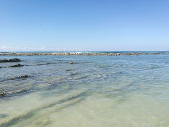 Scenic view of sea against clear sky