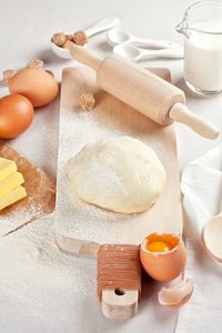 High angle view of food on table