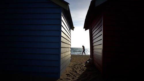 Beach huts against sea