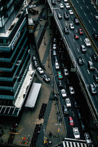 High angle view of cars in city