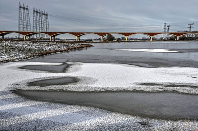 Floodplain and bridge in winter