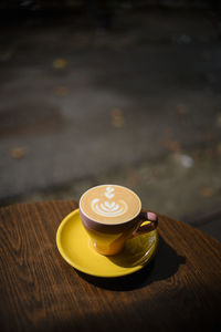 Coffee cup on table