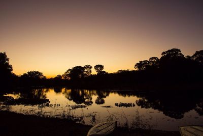 Scenic view of lake at sunset