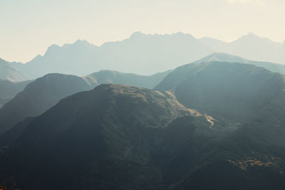 Scenic view of mountains against clear sky