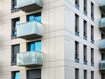 Low angle view of modern buildings in city
