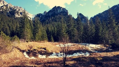 Scenic view of mountains against sky