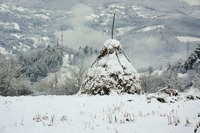 Sleeping village covered  by snow