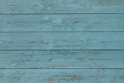 Close-up of weathered blue wooden floor