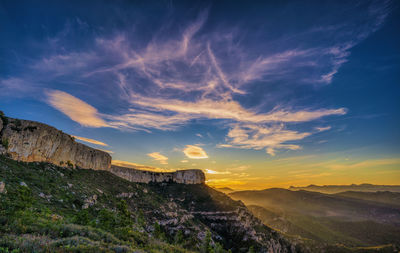 Scenic view of landscape against sky during sunset