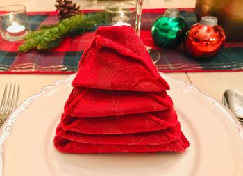 Close-up of christmas decorations on table