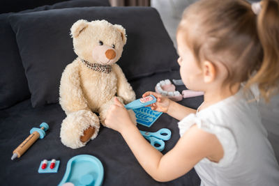 Mother with teddy bear