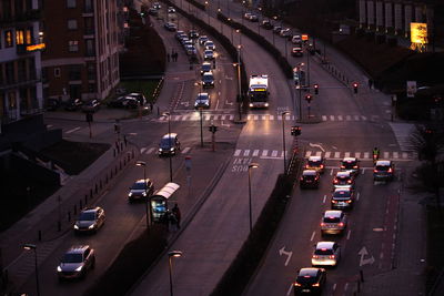 High angle view of traffic on city street