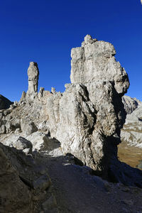 Low angle view of rock formations