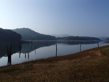 Scenic view of lake against clear sky