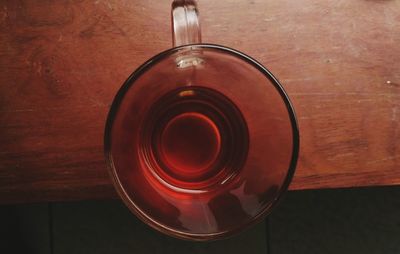 High angle view of drink on table