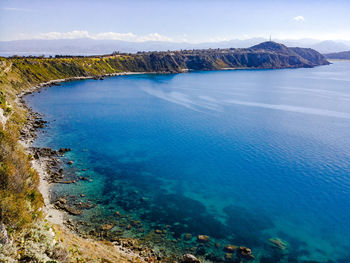 High angle view of sea against sky