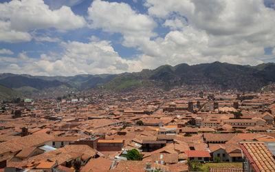 High angle view of townscape against sky