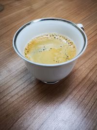 High angle view of coffee on table