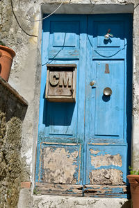 Closed door of old building