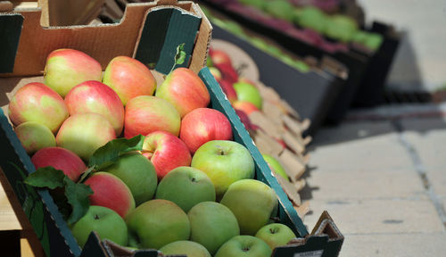 Full frame shot of apples in market