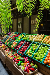 Multi colored fruits for sale in market