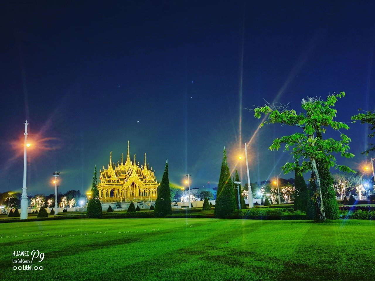 ILLUMINATED PARK AT NIGHT