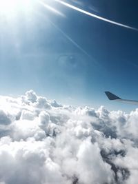 Airplane flying over landscape