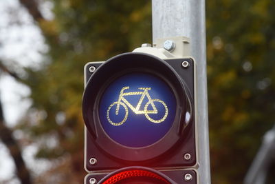 Close-up of information sign