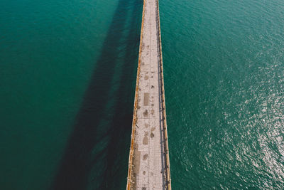 High angle view of ship on sea