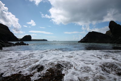 Scenic view of sea against cloudy sky