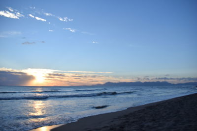 Scenic view of sea at sunset