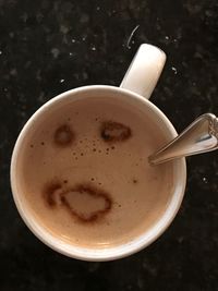 High angle view of coffee on table