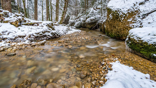 Scenic view of river stream during winter