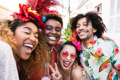 Portrait of smiling friends in party