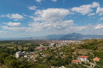 High angle view of townscape against sky