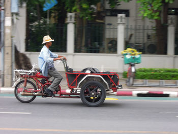 Motorcycle on street at roadside