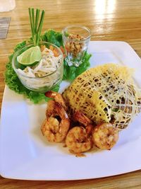 Close-up of food in plate on table