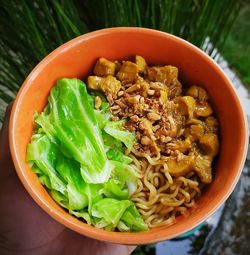 High angle view of food in bowl