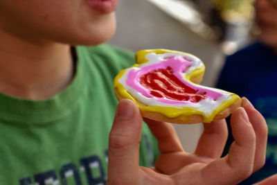 Close-up of woman holding ice cream