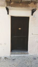 Closed door of house