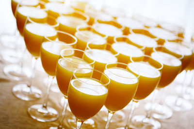 High angle view of drink on table