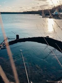 Scenic view of lake against sky