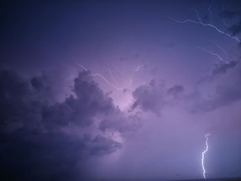 Lightning in sky at night