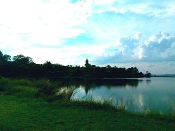 Scenic view of lake against sky