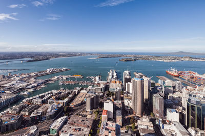 High angle view of buildings in city