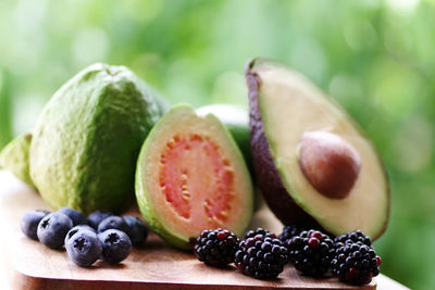 Close-up of fruits on table
