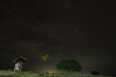 Scenic view of field against sky at night