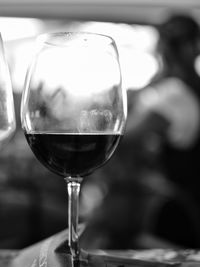 Close-up of beer glass on table